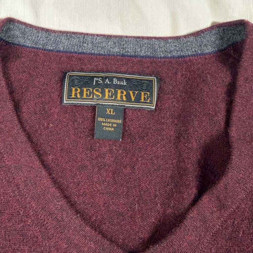 Jos. A. Bank Reserve Men's 100% Cashmere V-Neck Sweater Burgundy XL